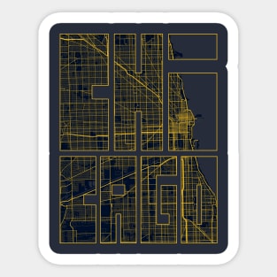 Chicago, USA City Map Typography - Gold Art Deco Sticker